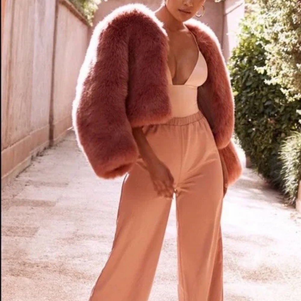 House Of CB Kenya Pink Faux Fur Jacket - Size S
